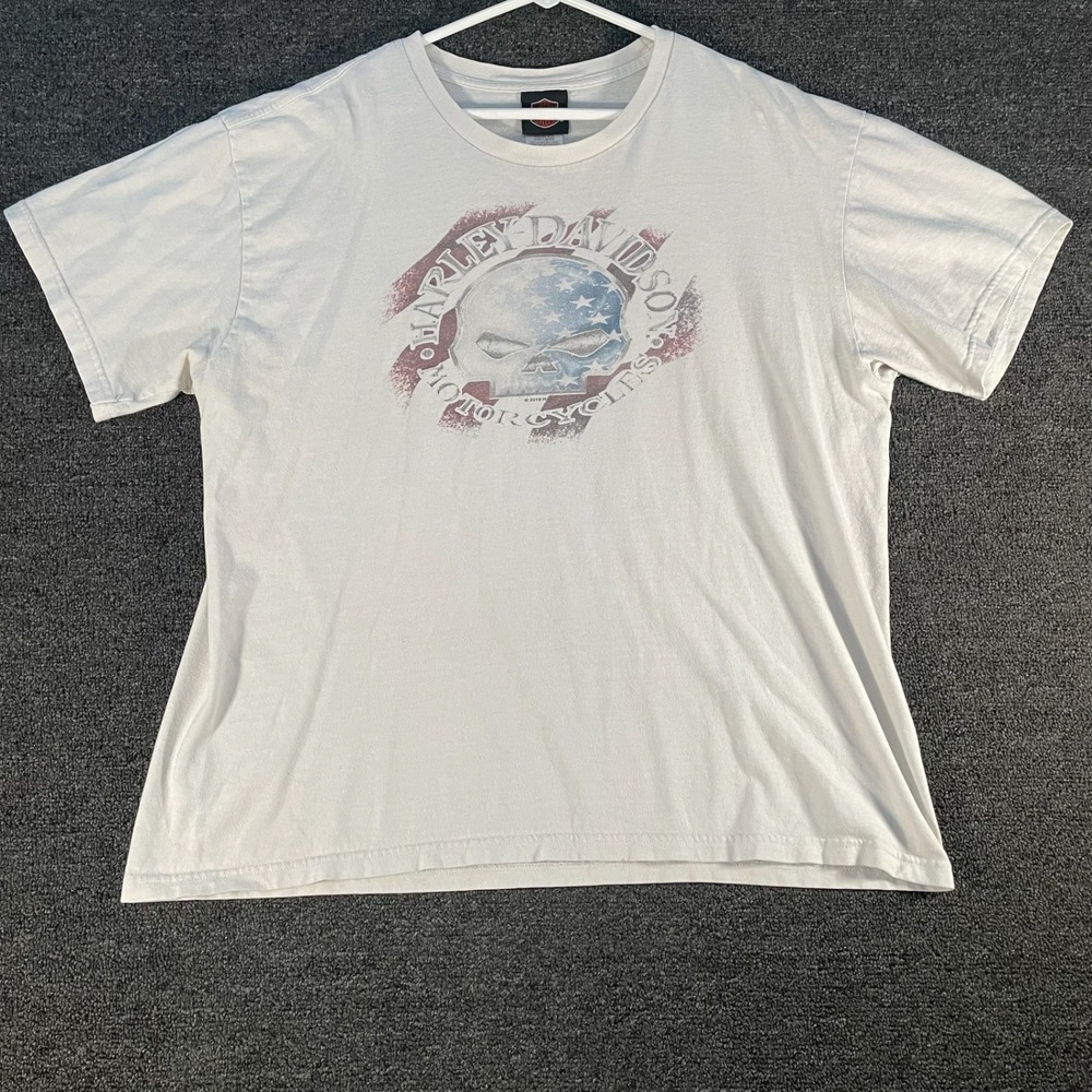 Harley Davidson T-Shirt Mens XL White Good Skull Lumberjack Texas Graphic Tee